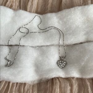 Sparkling Silver Heart Necklace